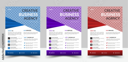 Creative Corporate & Business Flyer. abstract business flyer, vector template . modern and minimalist style. new digital marketing flyer. Red, perpal and blue.