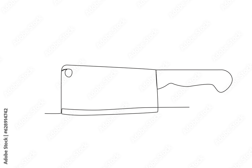 Cleaver continuous line drawing vector illustration of kitchenware Cleaver continuous line drawing vector illustration of kitchenware