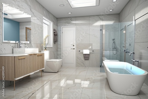 modern bathroom with bathtub and shower