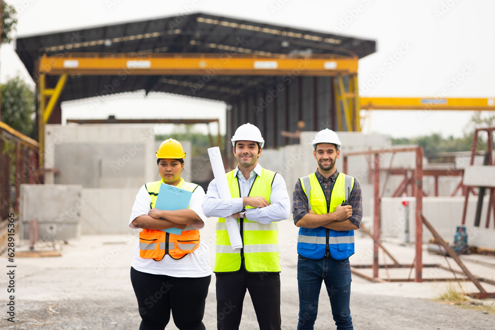 Hispanic man leader. Group of Ethnic diversity worker people, Success Group of professional engineering people wearing hardhat safety helmet meeting. Unity and teamwork concept. Afrian fat female Hispanic man leader. Group of Ethnic diversity worker people, Success Group of professional engineering people wearing hardhat safety helmet meeting. Unity and teamwork concept. Afrian fat female