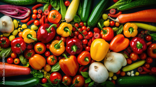 colorful vegetables arranged in an artist  Background  Food Photography  Generative Ai