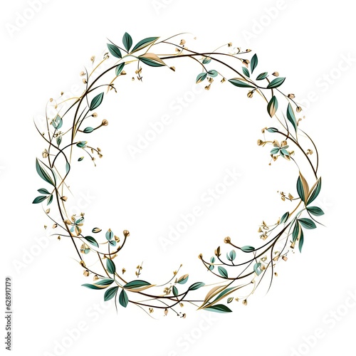 A floral frame with interlocking vines and leaves generative AI