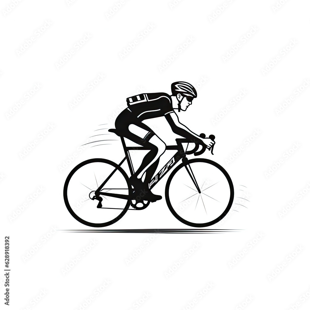 Obraz premium A simple black and white line drawing of a bicyclist generative AI