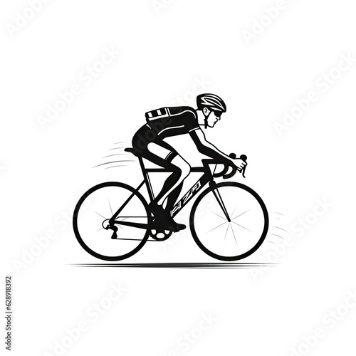 A simple black and white line drawing of a bicyclist generative AI