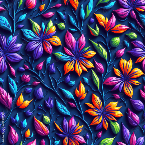 Flowers seamless pattern background  vintage style illustration.