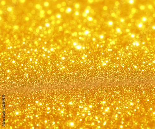 Gold light bokeh or glitter lights festive gold background