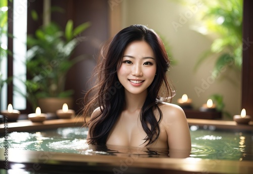Beautiful smile attractive asian women on spa