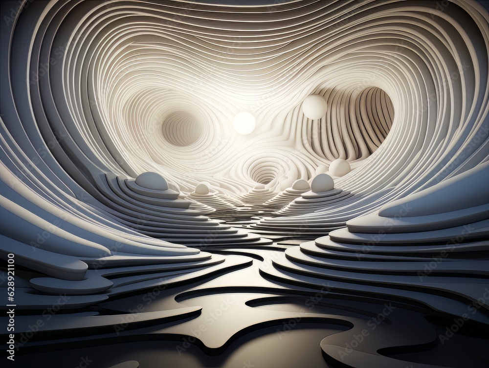 Abstract black and white background, futuristic room interior like a modern cave. visualization AI Abstract black and white background, futuristic room interior like a modern cave. visualization AI