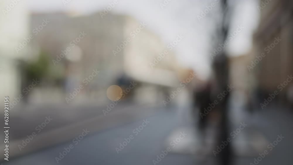 Out of focus background of pedestrian street in city of Nice Out of focus background of pedestrian street in city of Nice