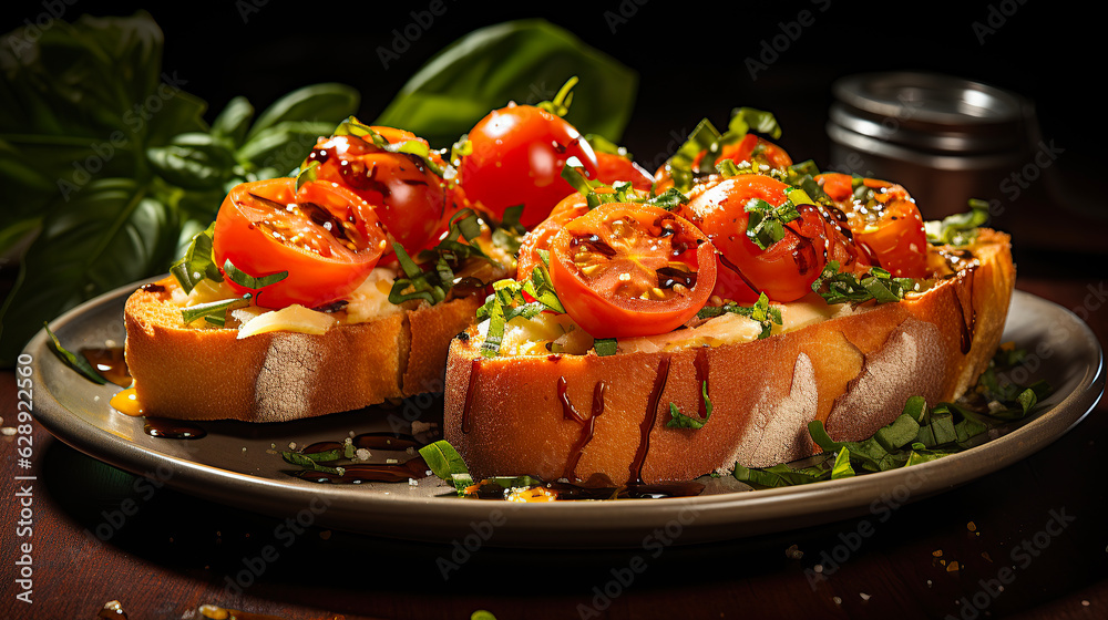 Bruschetta - Italian starter dish - AI Generative Bruschetta - Italian starter dish - AI Generative