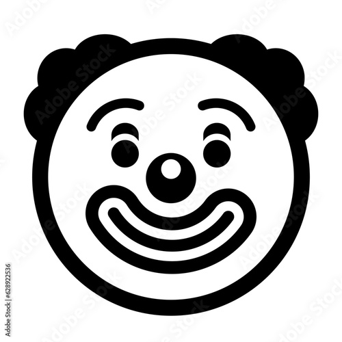Vector Illustration of a black and white happy clown emoticon