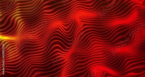 Looped animation. Abstract colorful wavy background in bright neon orange and red colors.