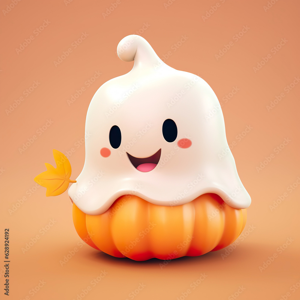 A cute little ghost and pumpkin A cute little ghost and pumpkin