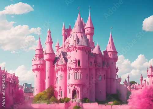 Pink castle, generative ai