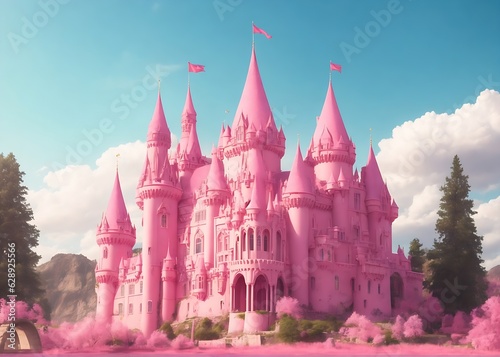 Pink castle, generative ai