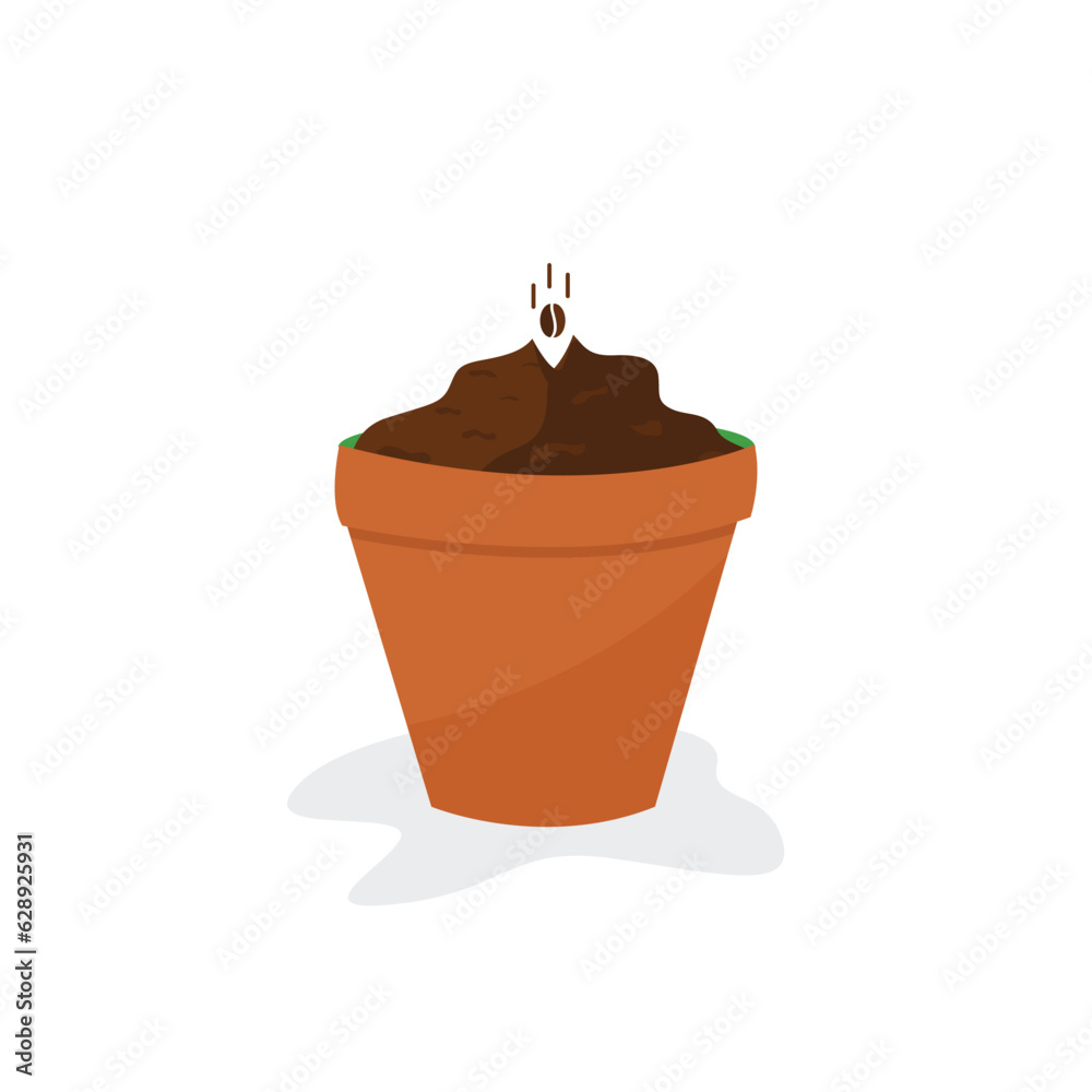 plant seeds in pots. illustration of early planting. vector illustration
