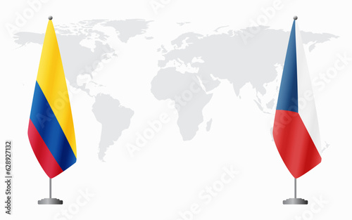 Colombia and Czech Republic flags for official meeting