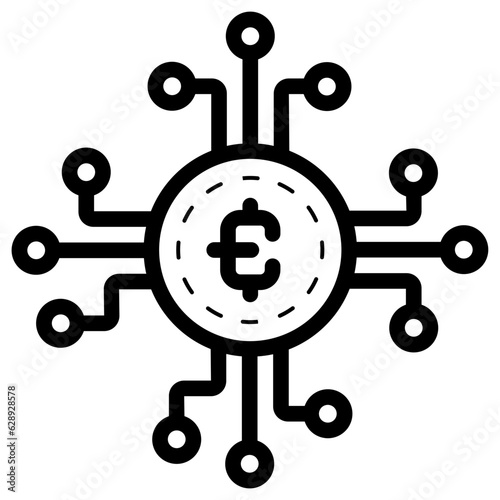 digital euro currency icon