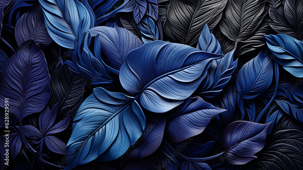 blue and black leaves.generative ai blue and black leaves.generative ai