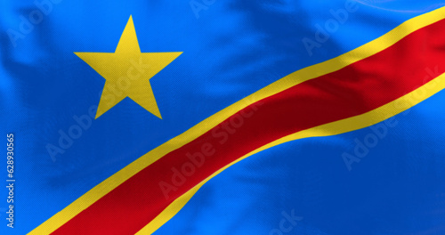 Close-up of Democratic Republic of the Congo national flag waving photo