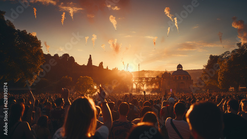 group of crowd of people enjoying concert at the concert.generative ai