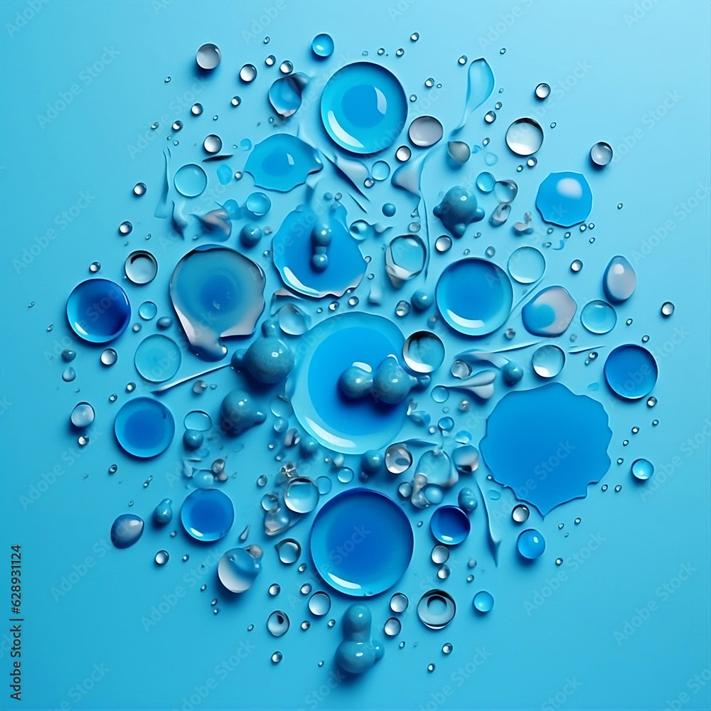 water drops on blue, GENERATIVE AI water drops on blue, GENERATIVE AI