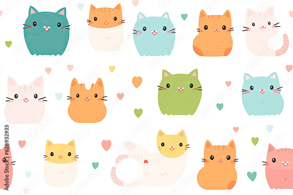 cute cats pattern seamless anime