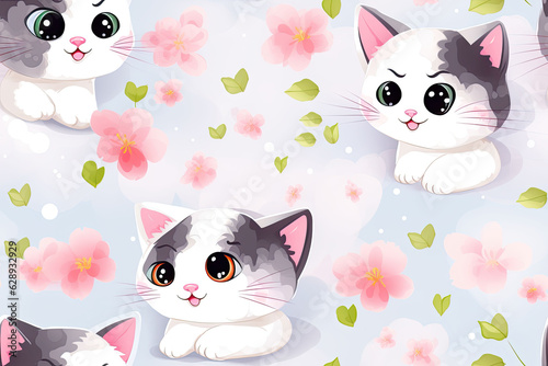 cute cats pattern seamless anime © Best