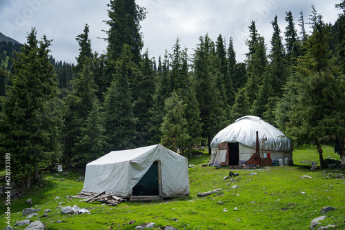 Urta nomadic house in the mountains of Kyrgyzstan, Central Asia