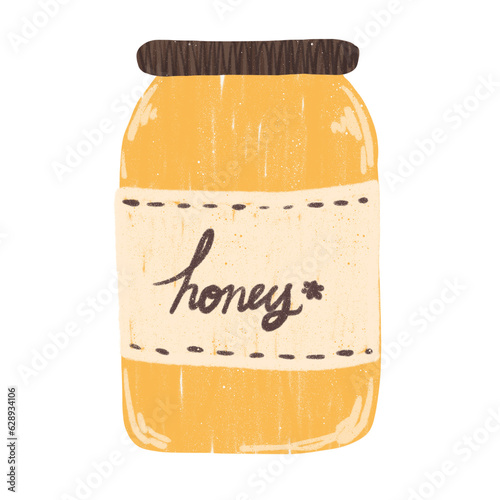 Hand drawn Honey in pencil color style.  illustration on transparent backgound. Qaulity 300 DPI good for printing. photo