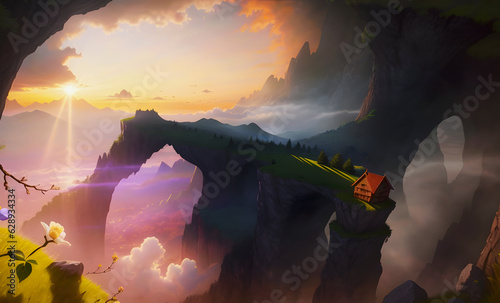 Creating a beautiful fantasy landscape with the help of artificial intelligence.