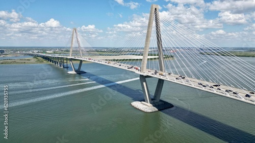 Arthur Ravenel Bridge in Charleston, South Carolina, iconic bridge with a long span of water below