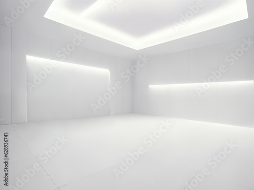 empty white big open industrial hall 3d render illustration