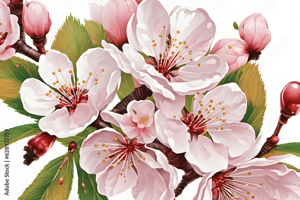 pink cherry tree blossom, Generative AI