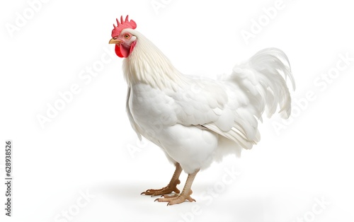 Leinwand Poster a white chicken with a red comb