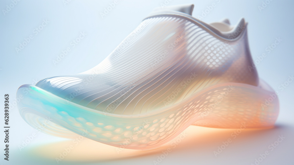 Innovative 3d printed customized light weight ergonomic shoe sneaker design made from sustainable and recycled material  - obrazy, fototapety, plakaty 