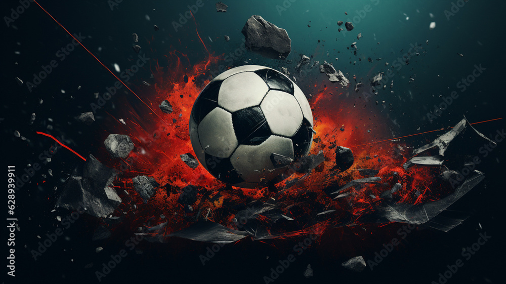 active sport blue background with a football soccer ball