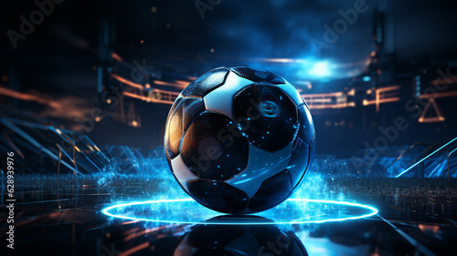 Abstract Ball digital background with technology circuit board texture. Sport concept. Circular element. Dot Connected. © Nataliia