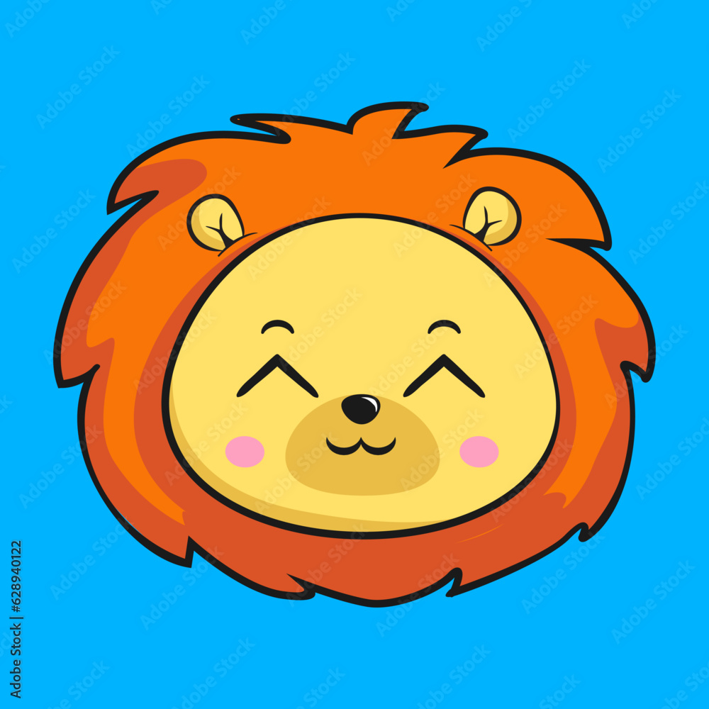 Lion Shy Smile Face Head Kawaii Sticker Lion Shy Smile Face Head Kawaii Sticker
