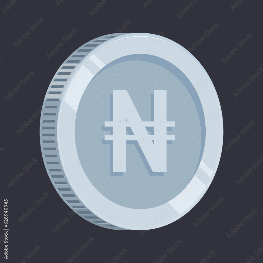 Naira Nigerian Money Silver Coin Tin Vector Naira Nigerian Money Silver Coin Tin Vector