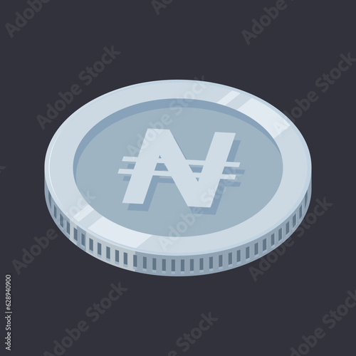 Naira Coin Silver Money Tin NGN Symbol Vector