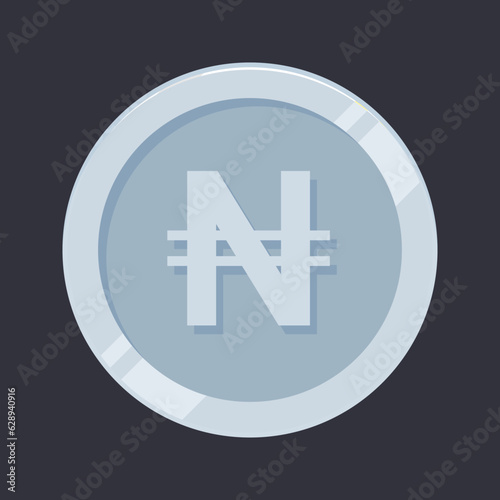 Naira Nigerian Money Silver Coin Tin Vector