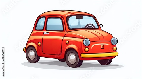 Vector flat background with a cartoon car illustration, generated by AI