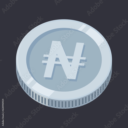 Naira Silver Coin Nigerian Money Tin Vector