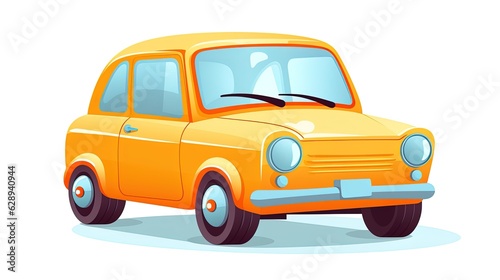 Vector flat background with a cartoon car illustration  generated by AI