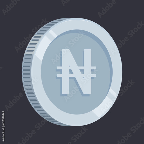 Naira Nigerian Money Silver Coin Tin Vector