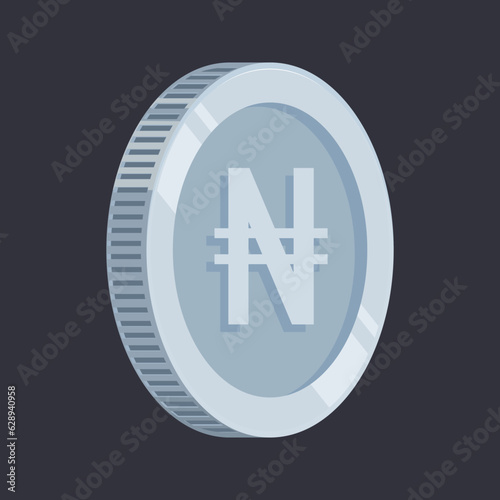Naira Coin Silver Money Tin NGN Symbol Vector