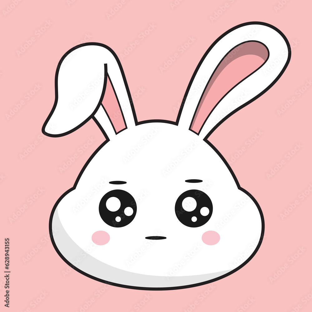 Rabbit Neutral Face Bunny Head Kawaii Sticker Rabbit Neutral Face Bunny Head Kawaii Sticker