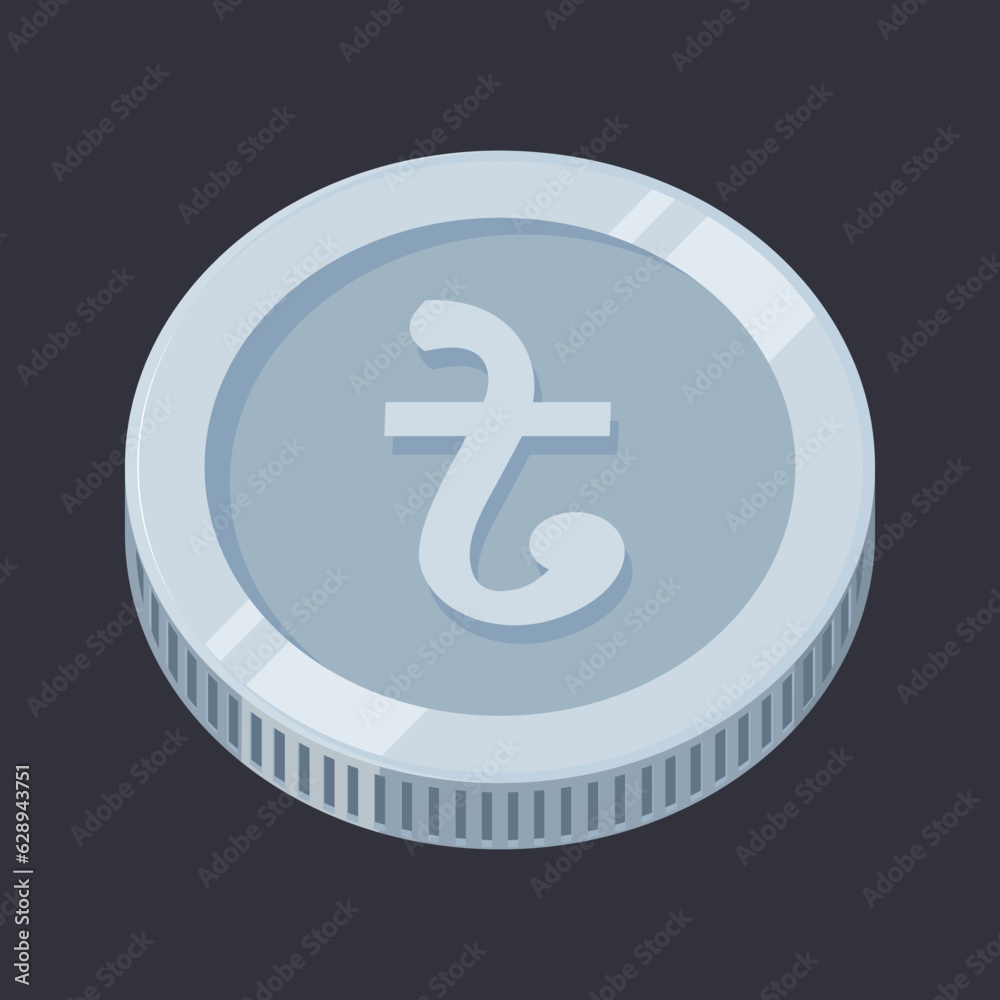 Silver Coin Taka Bangladesh Money Tin Vector Silver Coin Taka Bangladesh Money Tin Vector