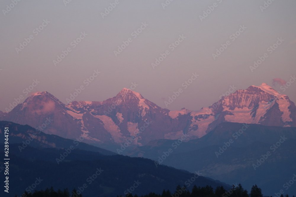 Eiger Monch and Jungrau at sunset